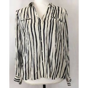 Anthropologie Maeve Striped Blouse Top Size M